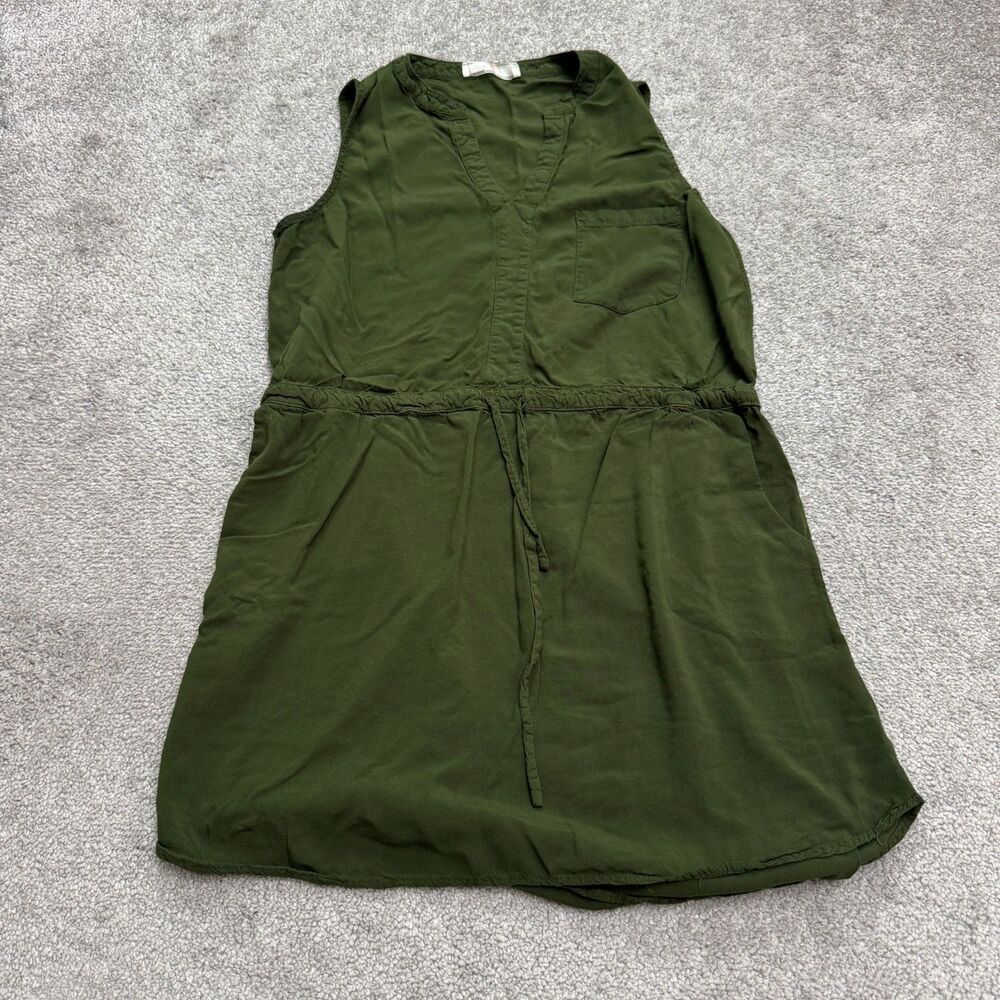 Bioworld Grawstring Mini Dress Womens Small Army Green Sleeveless V-Neck Pockets